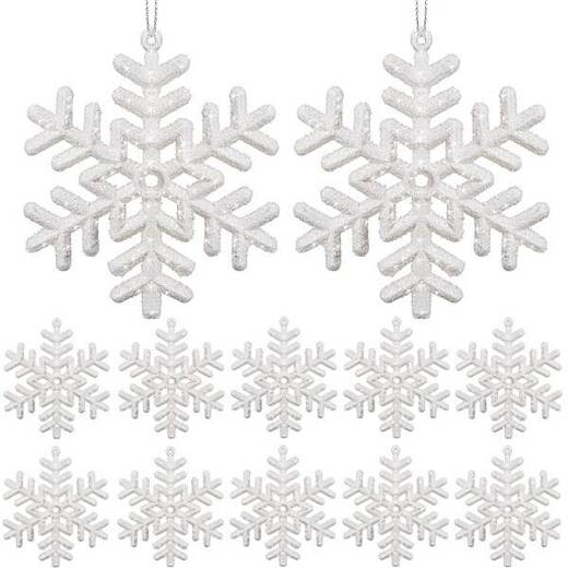 Zawieszki choinkowe białe śnieżynki na choinkę 8,5 cm 12 szt.