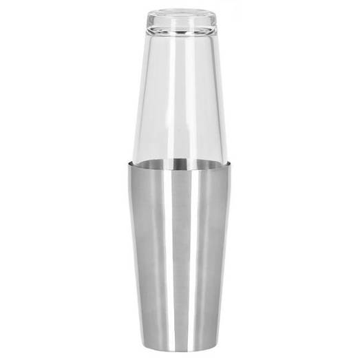 Zestaw barmański 11 elementów shaker bostoński z kubkiem i szklanicą do drinków srebrny