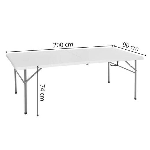 Zestaw cateringowy, stół 200x90 cm z 4 krzesłami składane meble ogrodowe białe