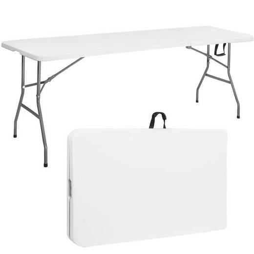 Zestaw cateringowy, turystyczny stół 240 cm z 8 krzesłami składany na bankiet, zestaw biały