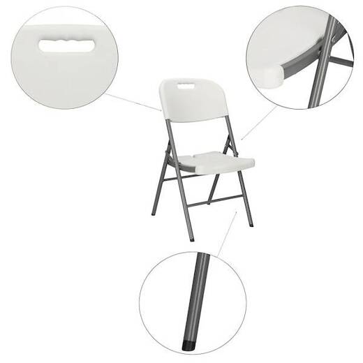 Zestaw cateringowy, turystyczny stół z 4 krzesłami składany na bankiet, zestaw biały 