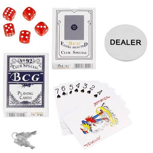 Zestaw do pokera 500 żetonów karty mata kostki do gry walizka
