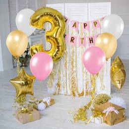 Balony na urodziny cyfra 30 foliowe 40 cm złoty