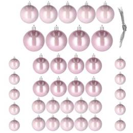 Bombki choinkowe 37 szt. ozdoby świąteczne perłowy róż