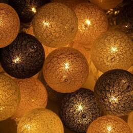 Cotton balls 20 led lampki dekoracyjne, girlanda na prąd turkusowo-różowe