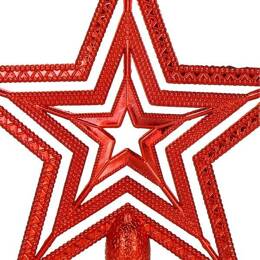 Czubek na choinkę 10cm szpic, ażurowa gwiazda czerwona