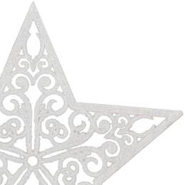 Czubek na choinkę 22 cm szpic, ażurowa gwiazda biała brokatowa