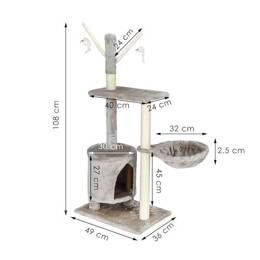 Drapak dla kota sizal 4-poziomowy domek słupek z zabawkami 87 cm