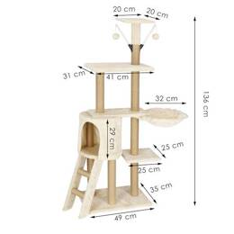 Drapak dla kota sizal 7-poziomowy słupek z zabawką 136 cm