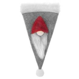 Etui na sztućce 12szt. świąteczna kieszonka, czapka szara ozdoba świąteczna