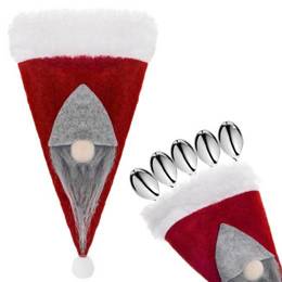 Etui na sztućce 12szt. świąteczne kieszonka, czapka czerwona ozdoba świąteczna