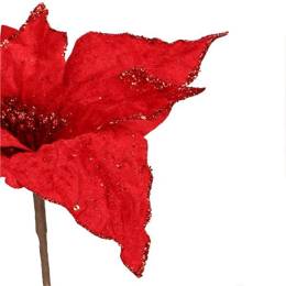 Gwiazda betlejemska 26 cm sztuczny kwiat, poinsecja czerwona z brokatem
