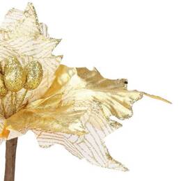 Gwiazda betlejemska 26 cm sztuczny kwiat, poinsecja złota z brokatem