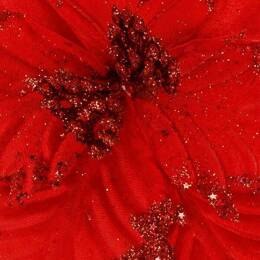 Gwiazda betlejemska, sztuczny kwiat na klipsie poinsecja czerwona z brokatem