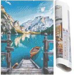 Haft diamentowy górskie jezioro mozaika diamentowa DIY 40x30 cm