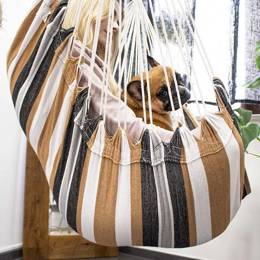 Hamak brazylijski z poduszkami, fotel wiszący 130x100cm kolorowe pasy