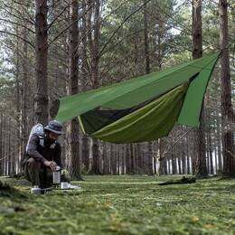 Hamak kempingowy z moskitierą i płachtą tarp 200 kg bujak turystyczny 260x140 cm zielony