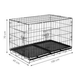 Klatka kennelowa dla zwierząt kojec dla psa kota 100 x 70 x 60 cm L czarny