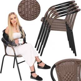 Krzesła ogrodowe 4 szt. metalowe na taras brązowe zestaw