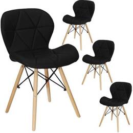 Krzesło ekoskóra skandynawskie Torino 4 szt. krzesła do kuchni salonu jadalni tapicerowana czarne