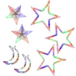 Kurtyna świetlna 138 Led girlanda gwiazdki księżyce lampki sople multikolor