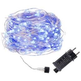 Lampki choinkowe 100 LED druciki mikro na prąd niebieskie