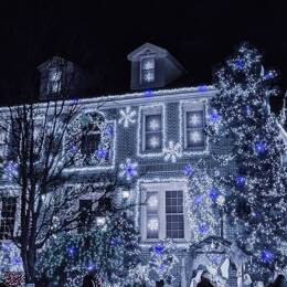 Lampki choinkowe 1000 Led biały zimny, flash niebieski 61,5 m oświetlenie świąteczne IP44