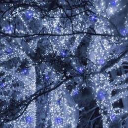 Lampki choinkowe 1000 Led biały zimny, flash niebieski 61,5 m oświetlenie świąteczne IP44