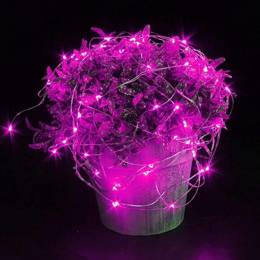 Lampki choinkowe 20 LED druciki mikro na baterie różowe