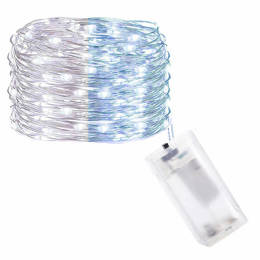 Lampki dekoracyjne 20 LED druciki mikro na baterie białe niebieskie