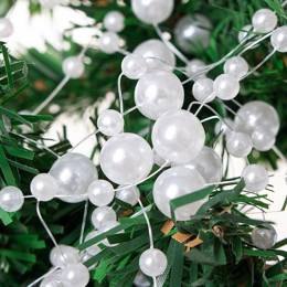 Łańcuch na choinkę z pereł 5-10mm ozdoba świąteczna biały