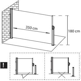 Markiza boczna na taras i balkon 350x180 cm osłona rozsuwana roleta jasnobeżowa