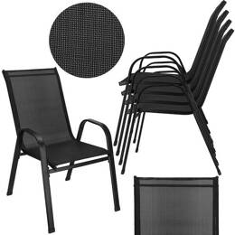 Meble ogrodowe 4 krzesła, stół ze szkłem hartowanym zestaw dla 4 osób czarny