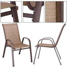 Meble ogrodowe 8 krzeseł, stół ze szkłem hartowanym zestaw dla 8 osób brązowy