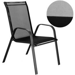 Meble ogrodowe metalowe stół 120 cm i 6 krzeseł czarny zestaw ogrodowy dla 6 osób