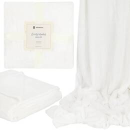 Narzuta na łóżko, pled 200x220 cm koc na kanapę biały