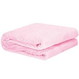 Narzuta na łóżko, pled 200x220cm tłoczony, dwustronny koc na kanapę różowy
