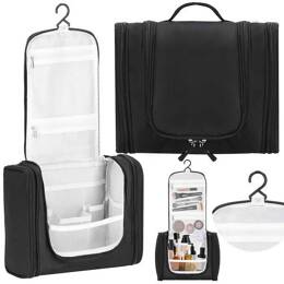 Organizer podróżny na kosmetyki 24x21x10 cm kosmetyczka, torba wizażysty czarna