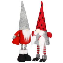 Para skrzatów świątecznych 40 cm krasnale, gnomy czerwono-szare