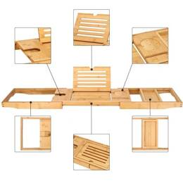 Półka na wannę bambusowa regulowana 75-110 cm, nakładka na wannę