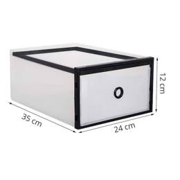 Pudełko na buty z szufladą 35x24x12 cm cm biały organizer
