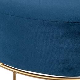 Pufa tapicerowana loft, taboret velur 45 cm podnóżek niebieski