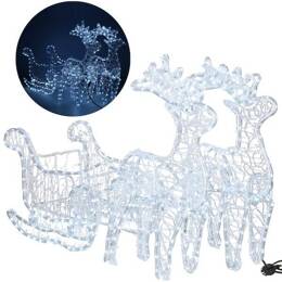 Renifery Led 150 cm świąteczne z saniami świetlna dekoracja do ogrodu biały zimny