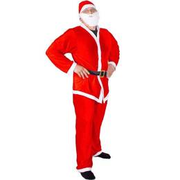 Strój Świętego Mikołaja 9 elementowy z brzuchem czerwony kostium