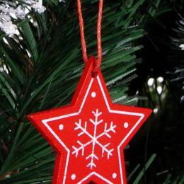 Świąteczne zawieszki 4,5cm drewniane gwiazdy zestaw 3 szt. 