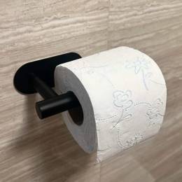 Uchwyt na papier toaletowy stalowy wieszak samoprzylepny czarny