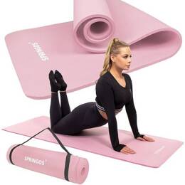 Uniwersalna mata do ćwiczeń fitness joga pilates 183 cm różowa