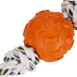 Zabawka dla psa szarpak sznur z węzłami piłka gumowa