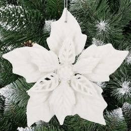 Zawieszka choinkowa 12 cm gwiazda betlejemska świąteczna ozdoba biały brokat
