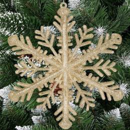 Zawieszka choinkowa śnieżynka 30 cm świąteczna ozdoba złoty brokat